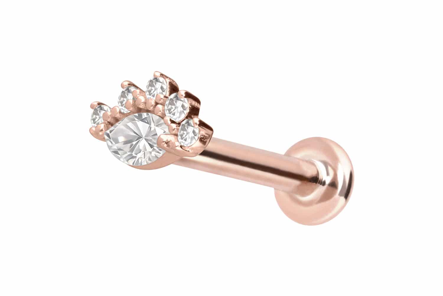14 Karat Gold Labret Piercing mit Push Fit MOISSANITE-AUGE